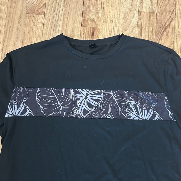 SHEIN Men’s Black Floral Striped Active Summer T-Shirt Sz XXL - Picture 2 of 5